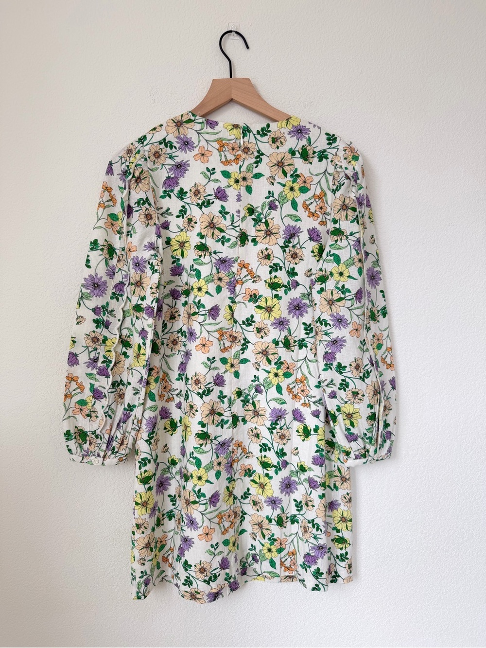 LOFT Floral Long Sleeve Shift Dress Linen Blend Size 8 Petite NWT - Picture 5 of 13
